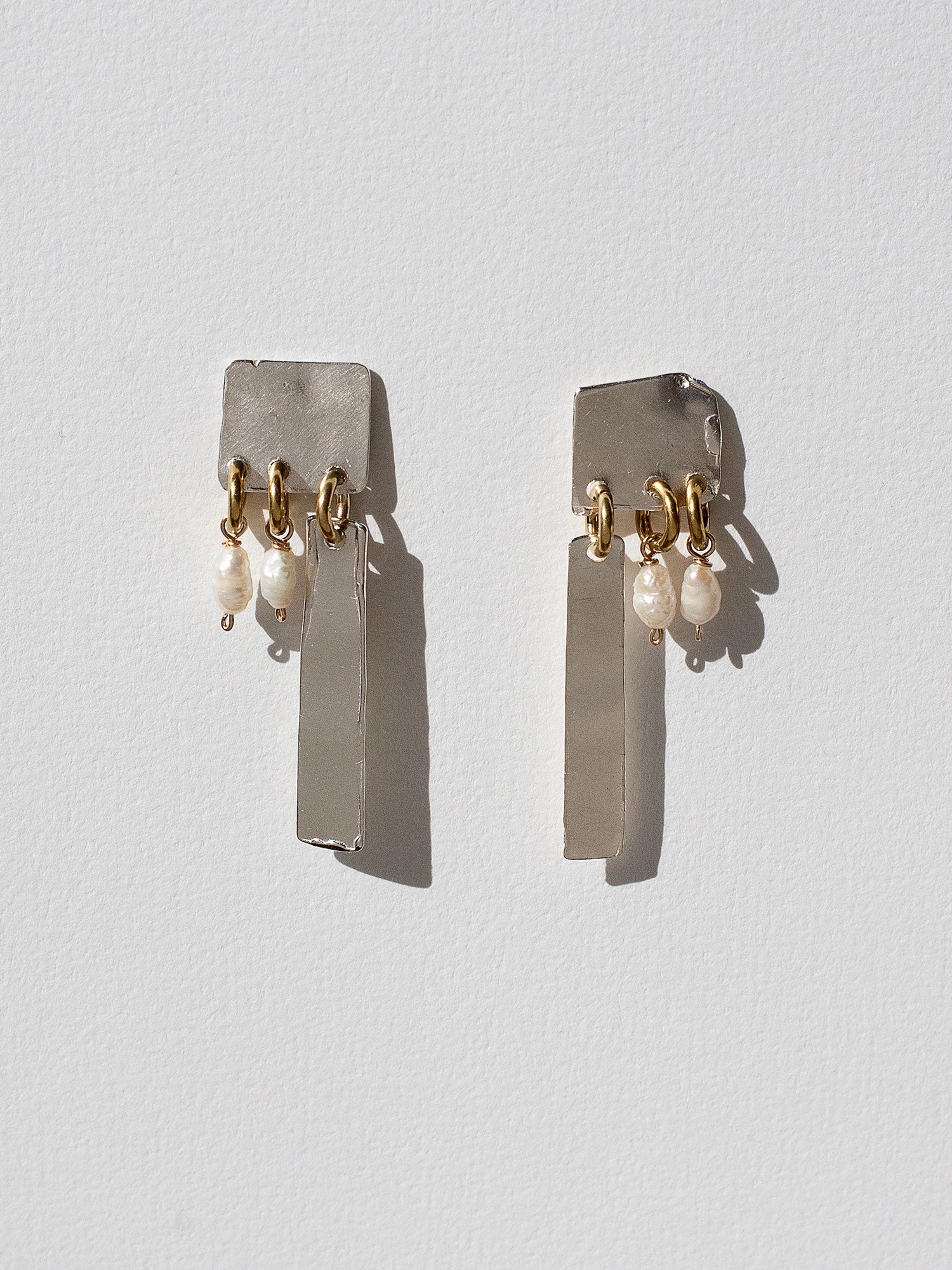 Gero Pearl Silver Statement Earrings Michelle Ross