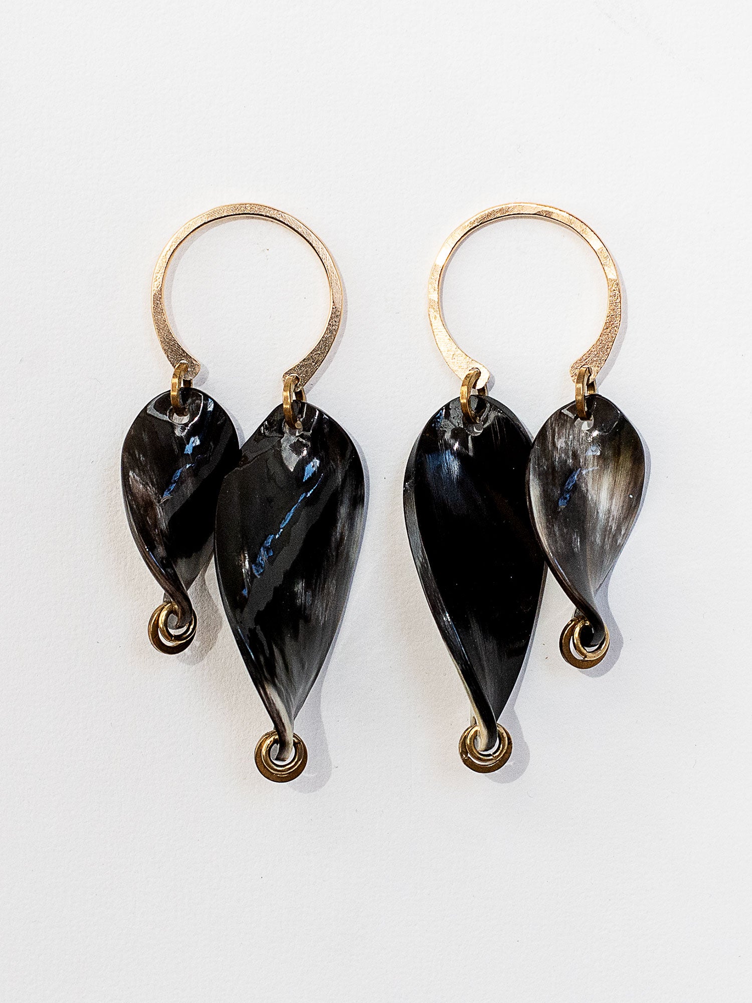 Hera Flint Horn and Brass Statement Earrings by Michelle Ross