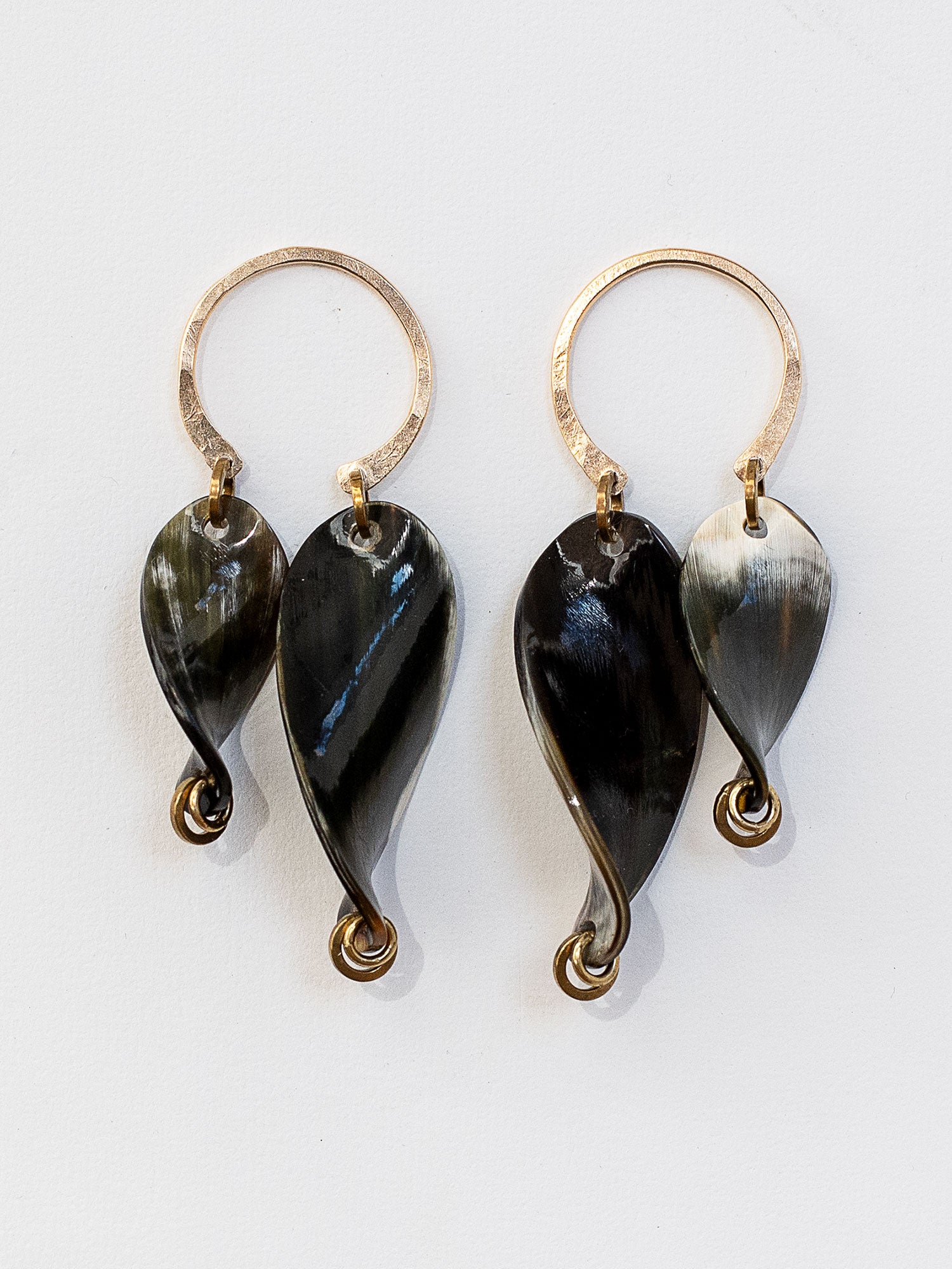 Hera Flint Horn and Brass Statement Earrings by Michelle Ross