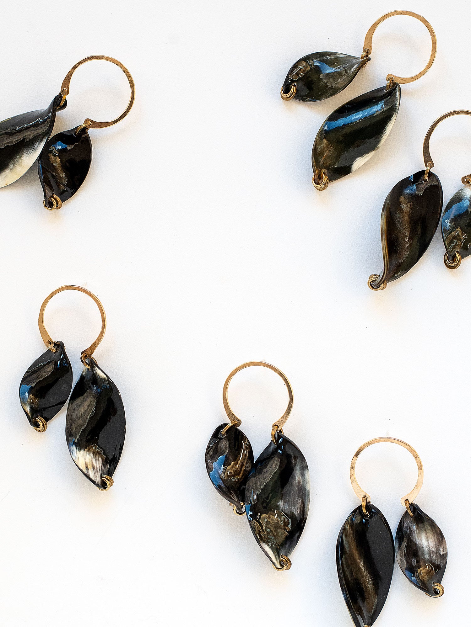 Hera Flint Horn and Brass Statement Earrings by Michelle Ross