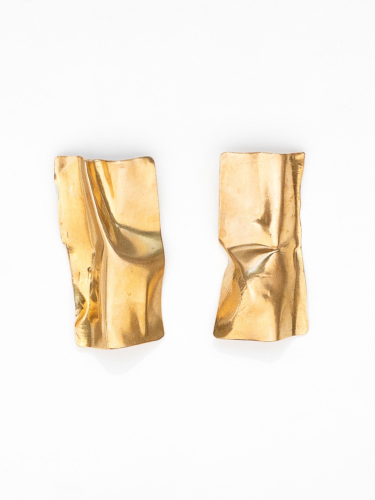 pair of gold brass statement stud earrings by Michelle Ross