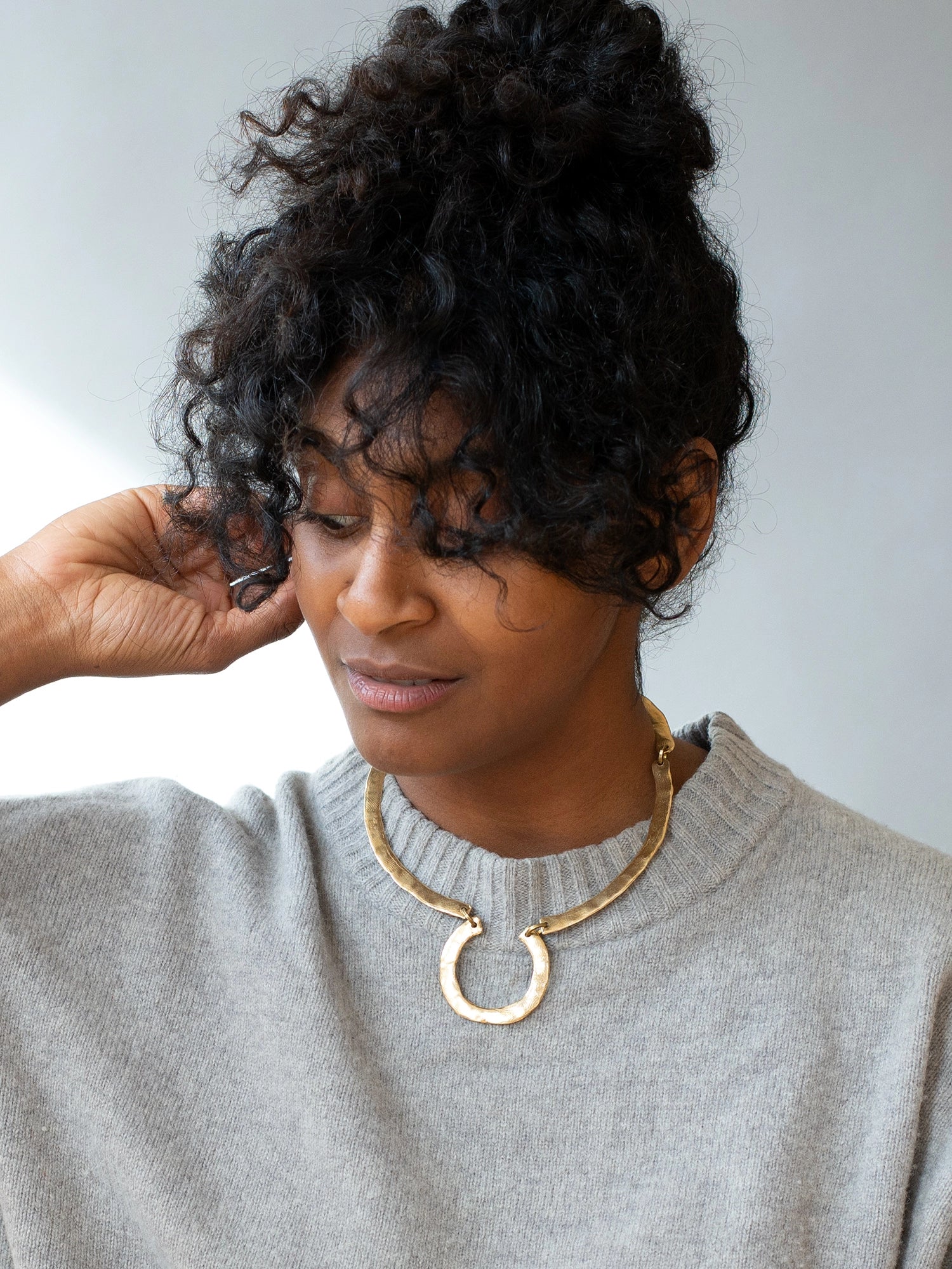 Holden Hammered Brass Collar Necklace Michelle Ross