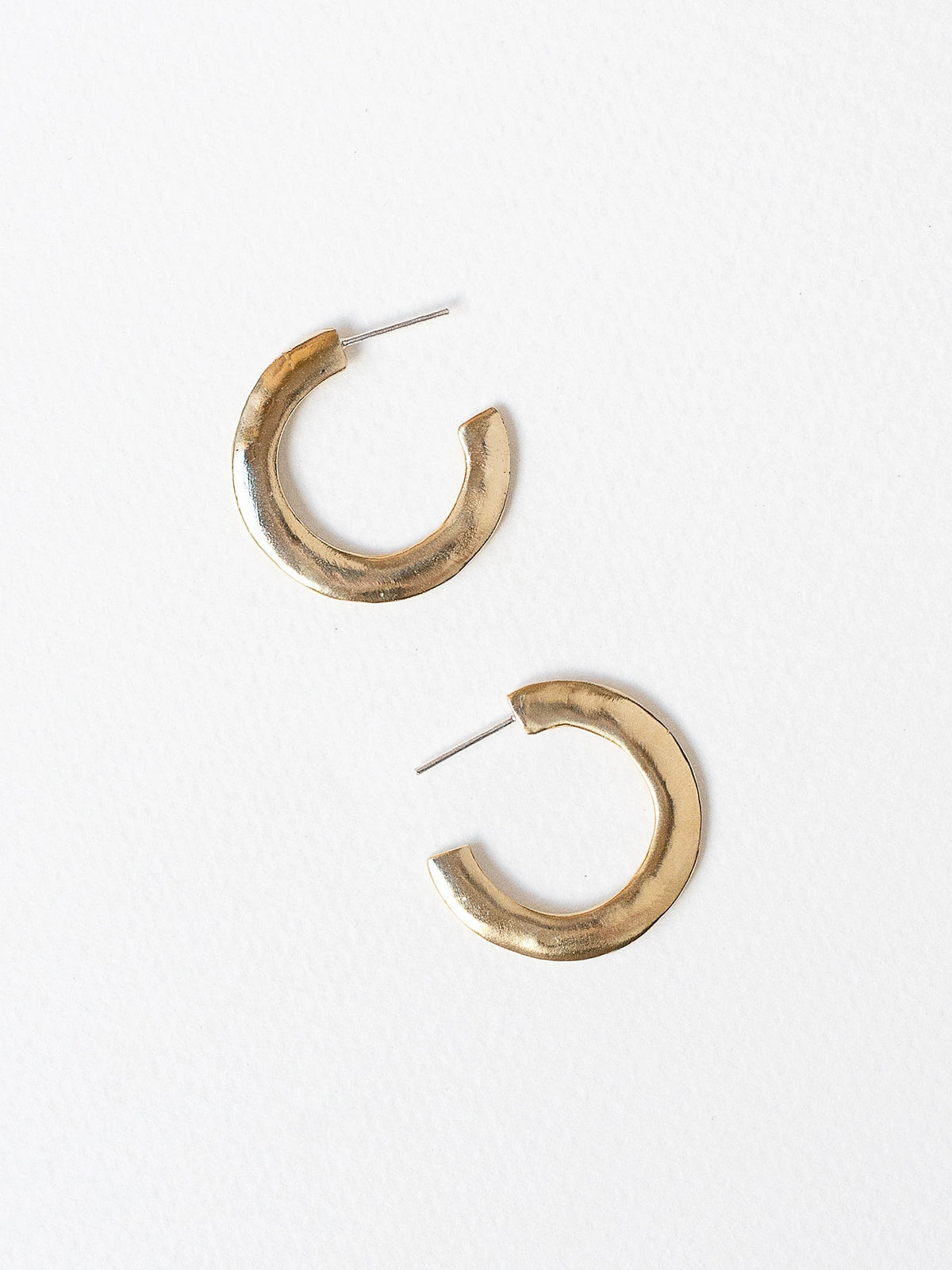 Hollis Medium Brass Hoop Stud Earrings Michelle Ross