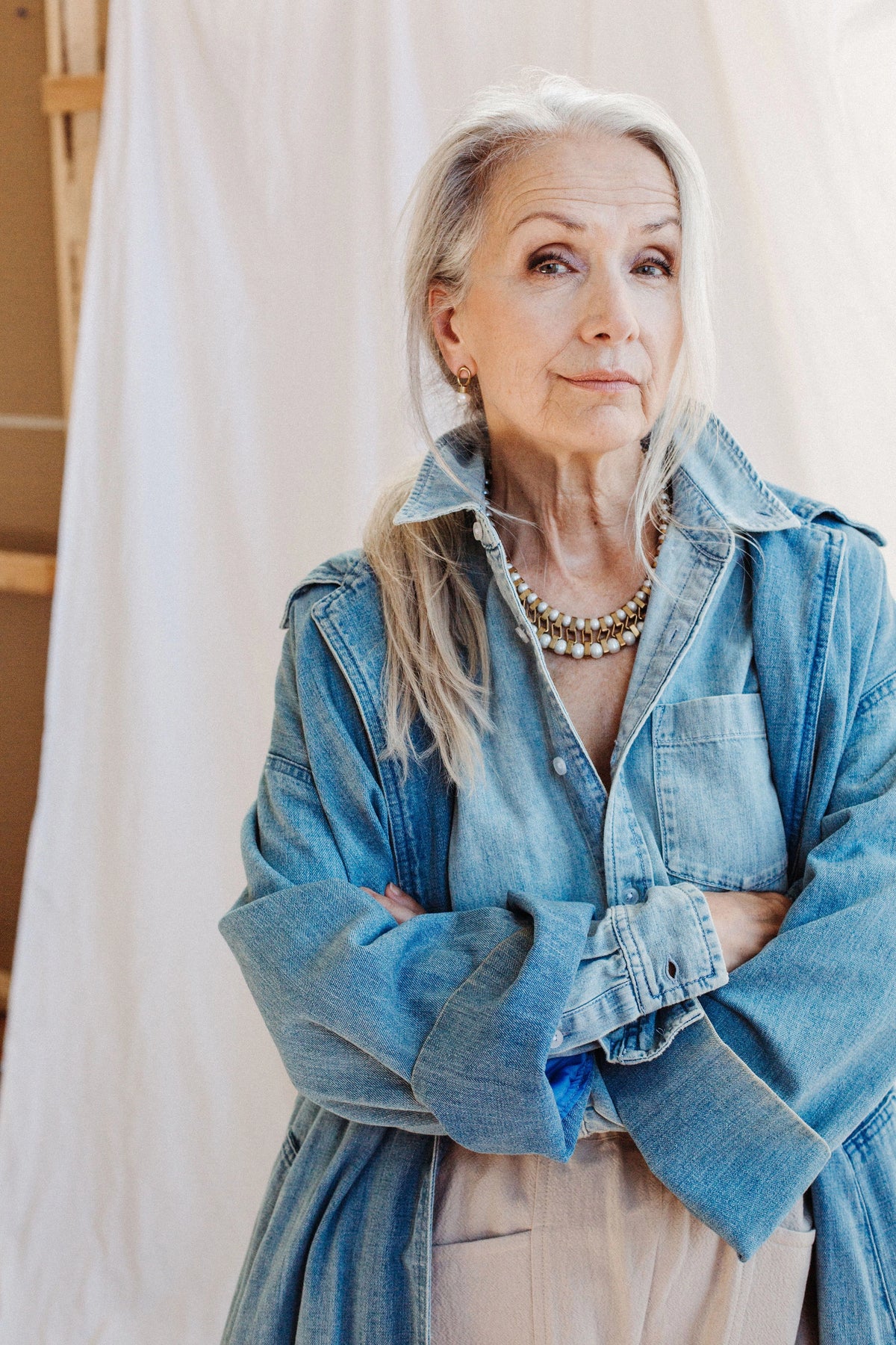 Ion Brass and Pearl Drop Earrings Michelle Ross