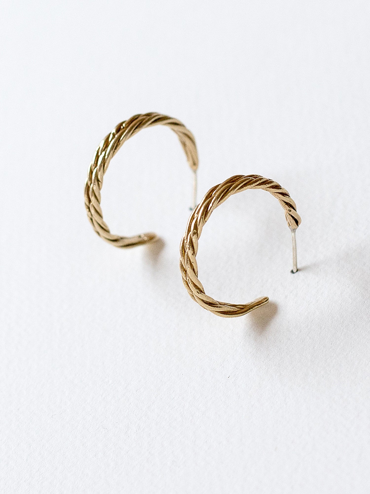 Klaire Twisted Brass Hoop Earrings Michelle Ross