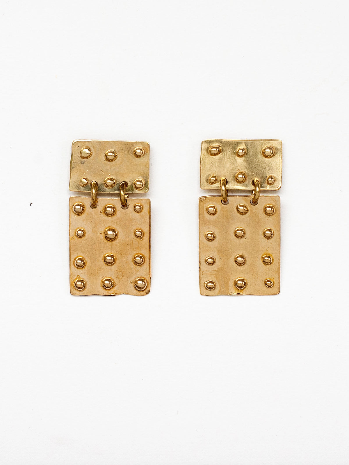 Lago Lightweight Rectangular Brass Statement Earrings by Michelle Ross