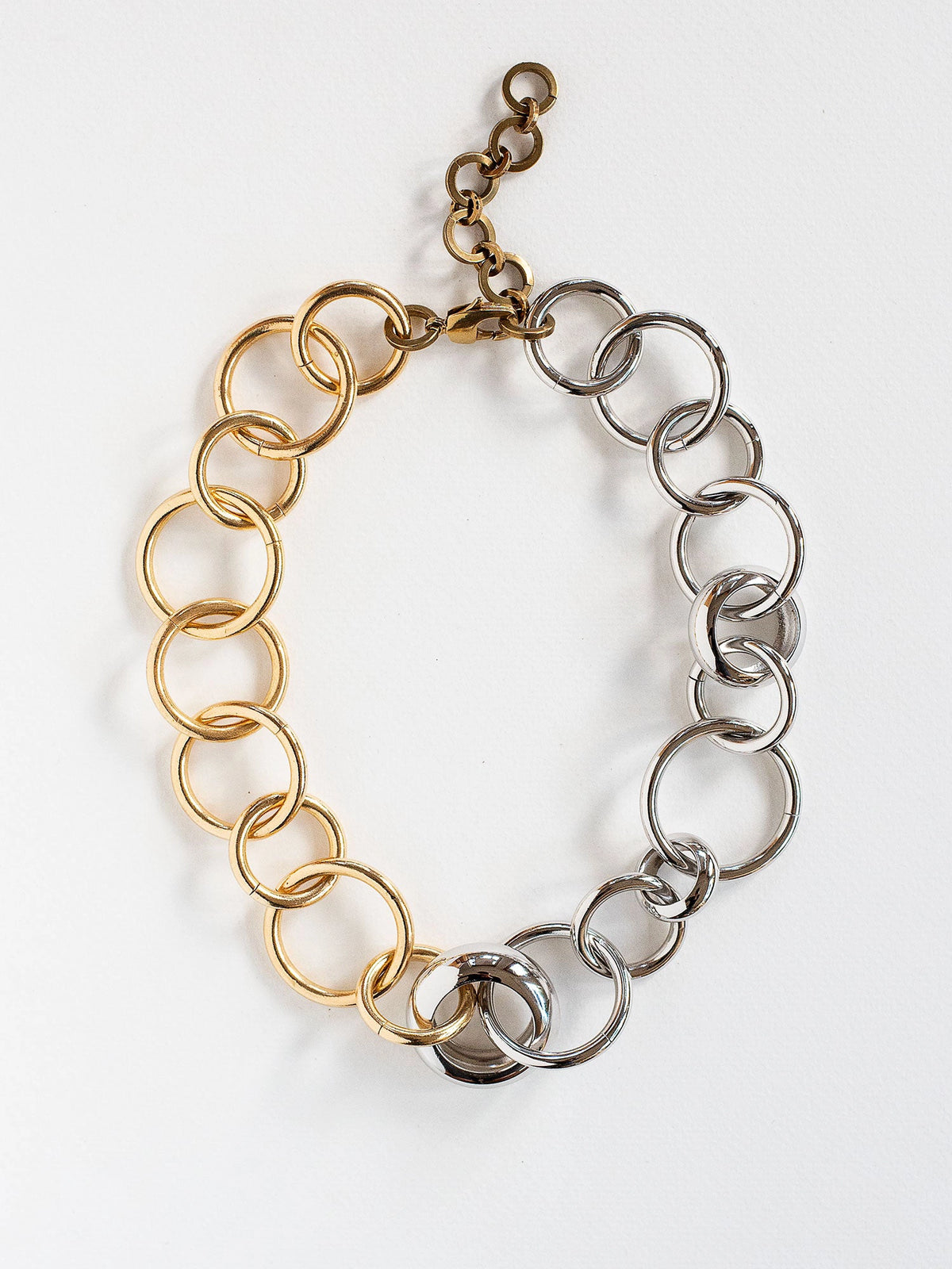 Leighton Brass and SIlver Chain Link Necklace Michelle Ross