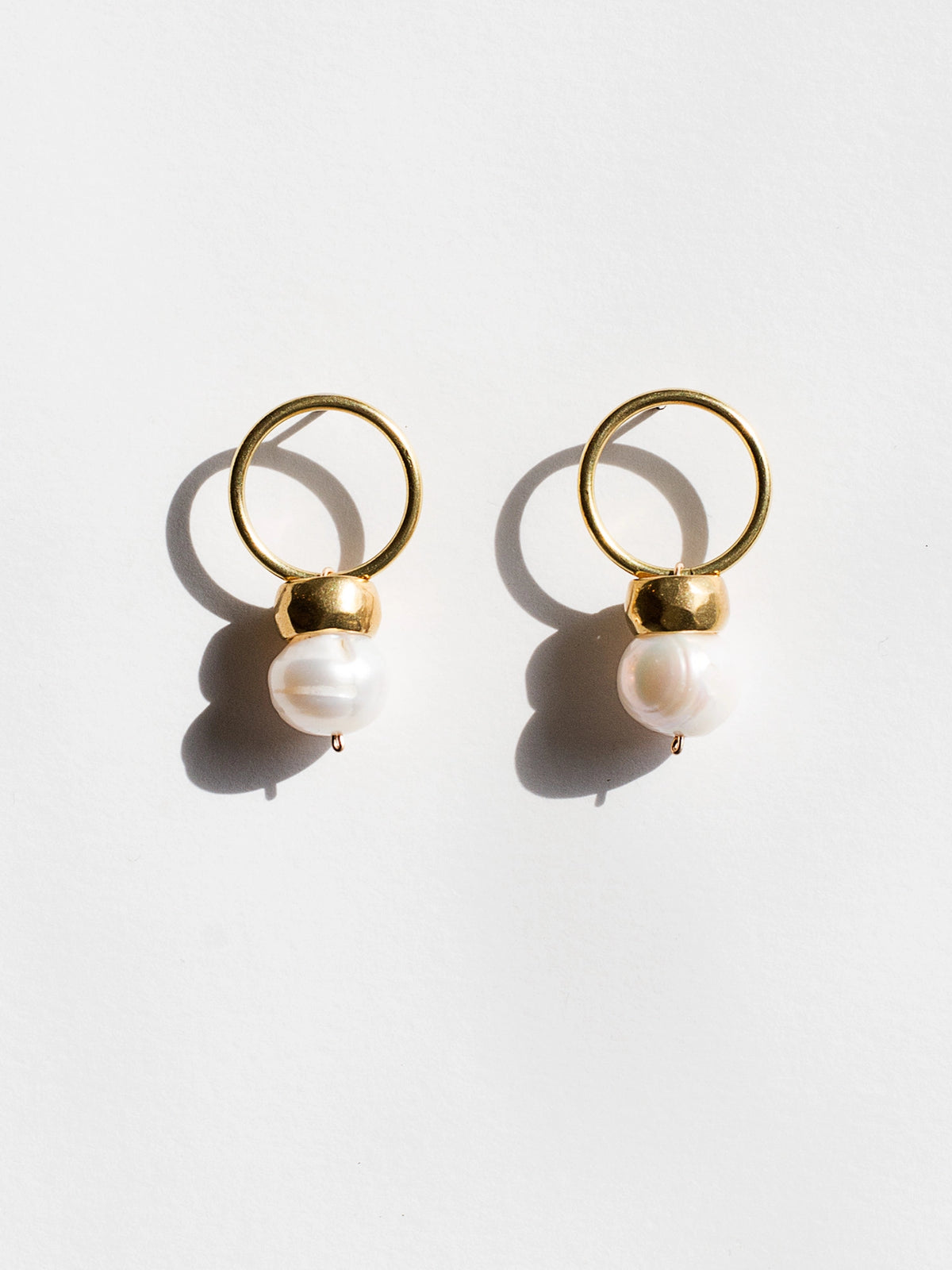 Leo Brass and Pearl Drop Earrings Michelle Ross