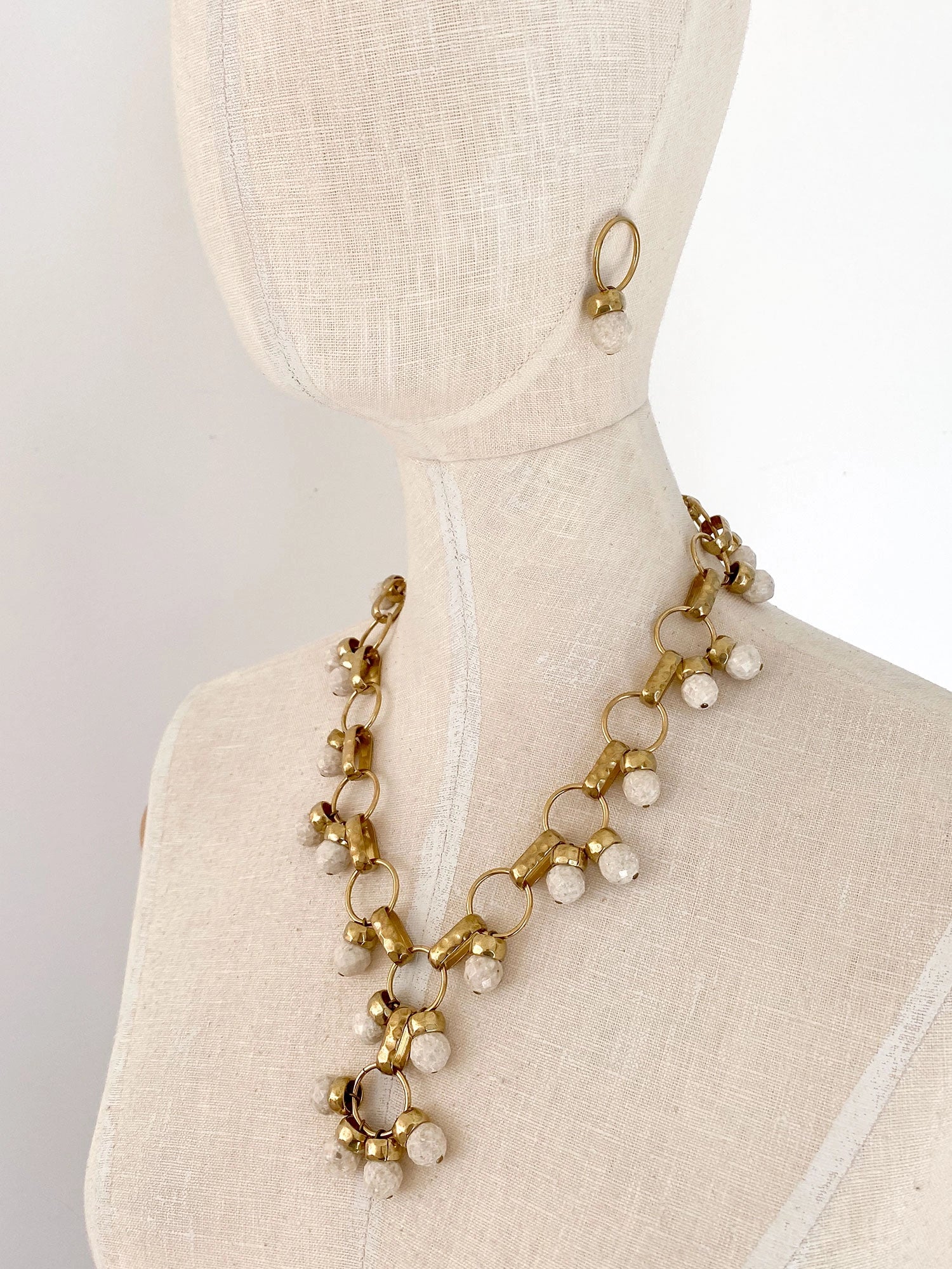 Leo Brass and Riverstone Drop Earrings Michelle Ross