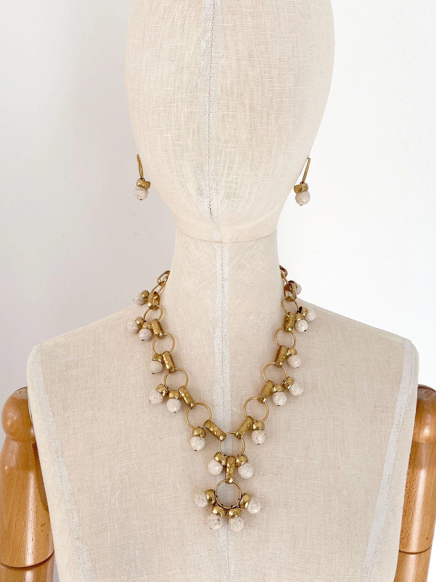 Leo Brass and Riverstone Drop Earrings Michelle Ross