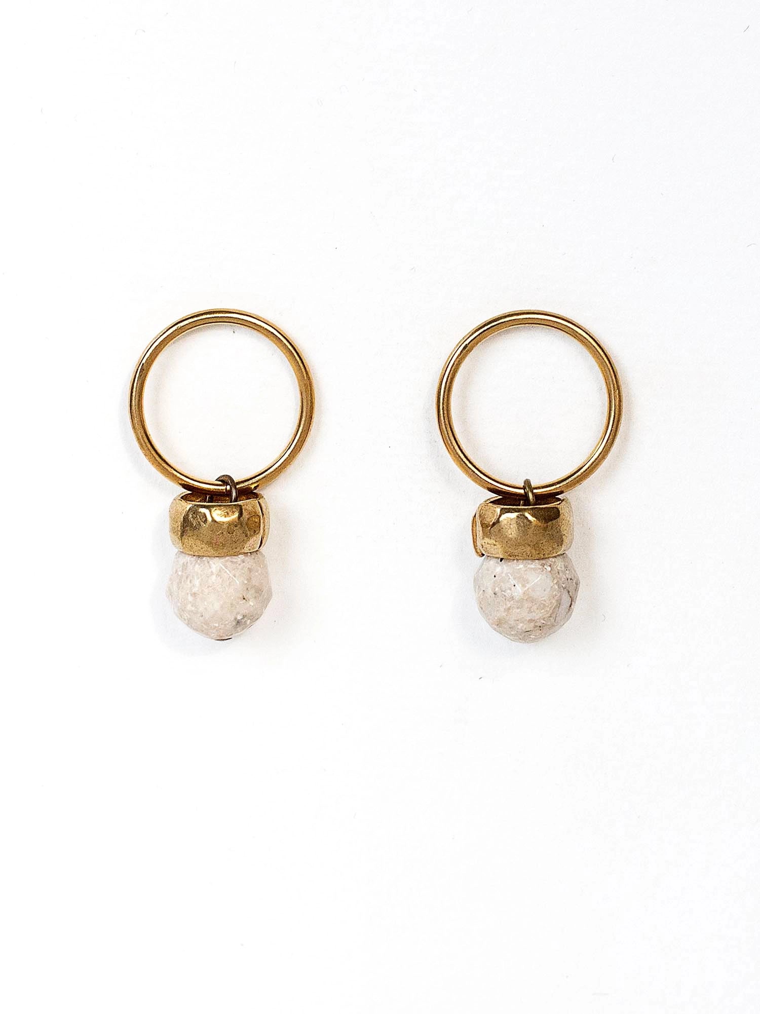 Leo Brass and Riverstone Drop Earrings Michelle Ross