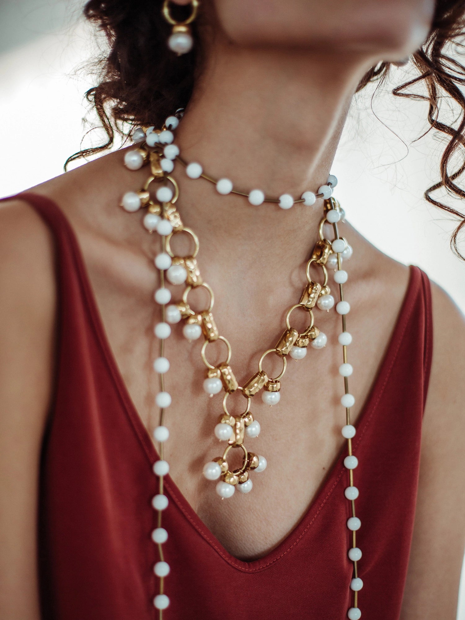 Liliam Brass and Freshwater Pearl Necklace Michelle Ross