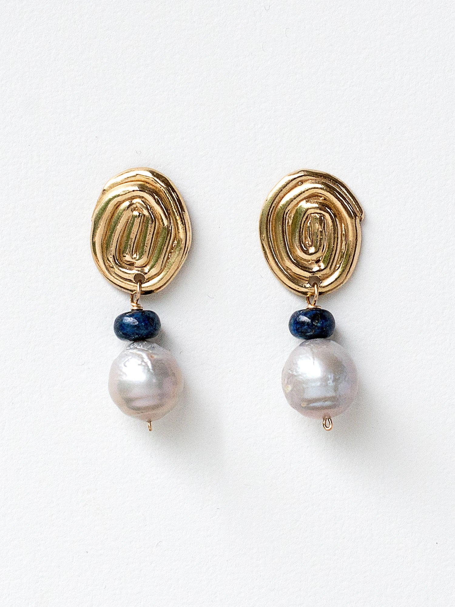 Lusa Brass and Pearl Drop Earrings Michelle Ross