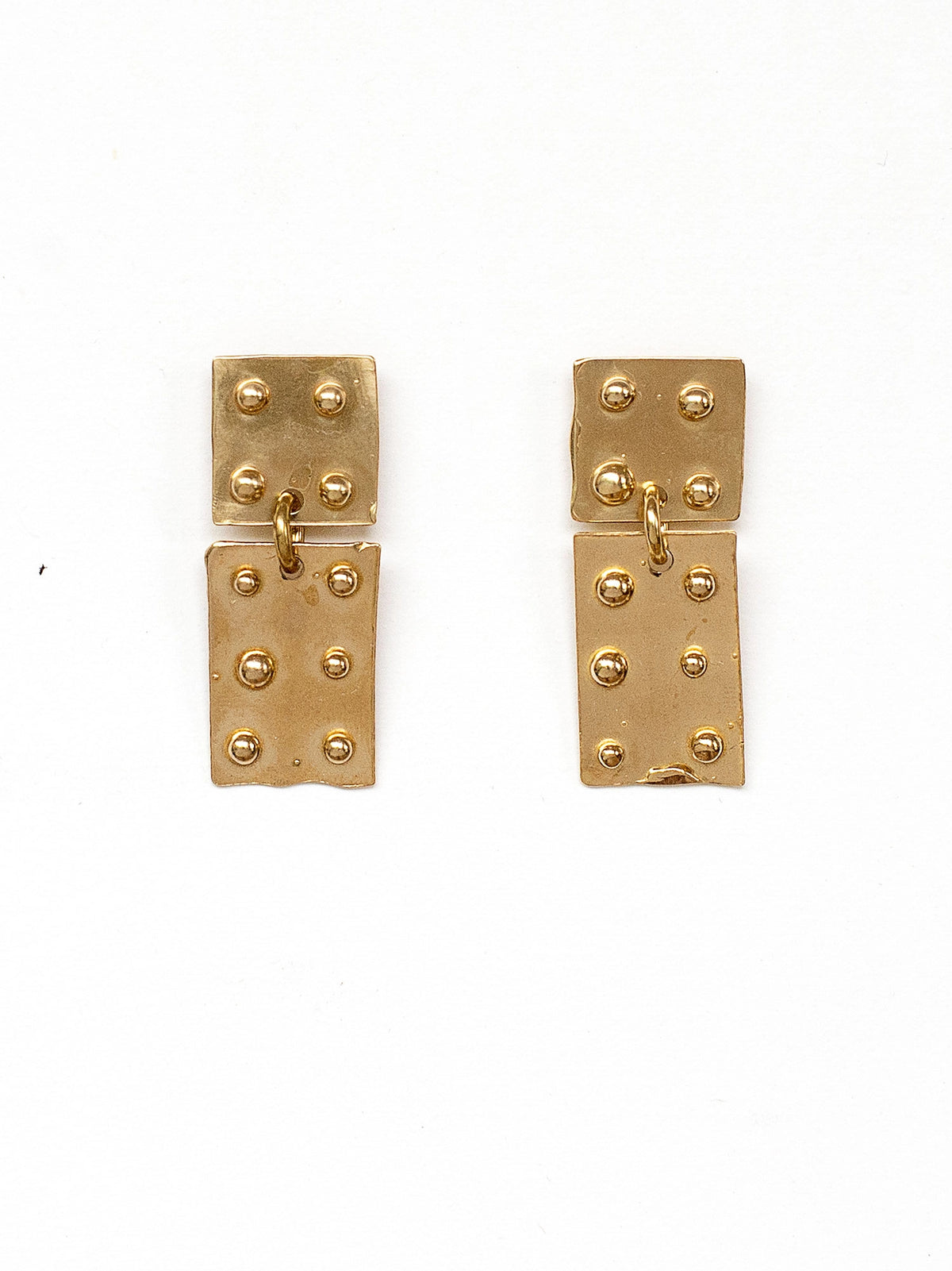 Luz Lightweight Rectangular Brass Statement Earrings by Michelle Ross