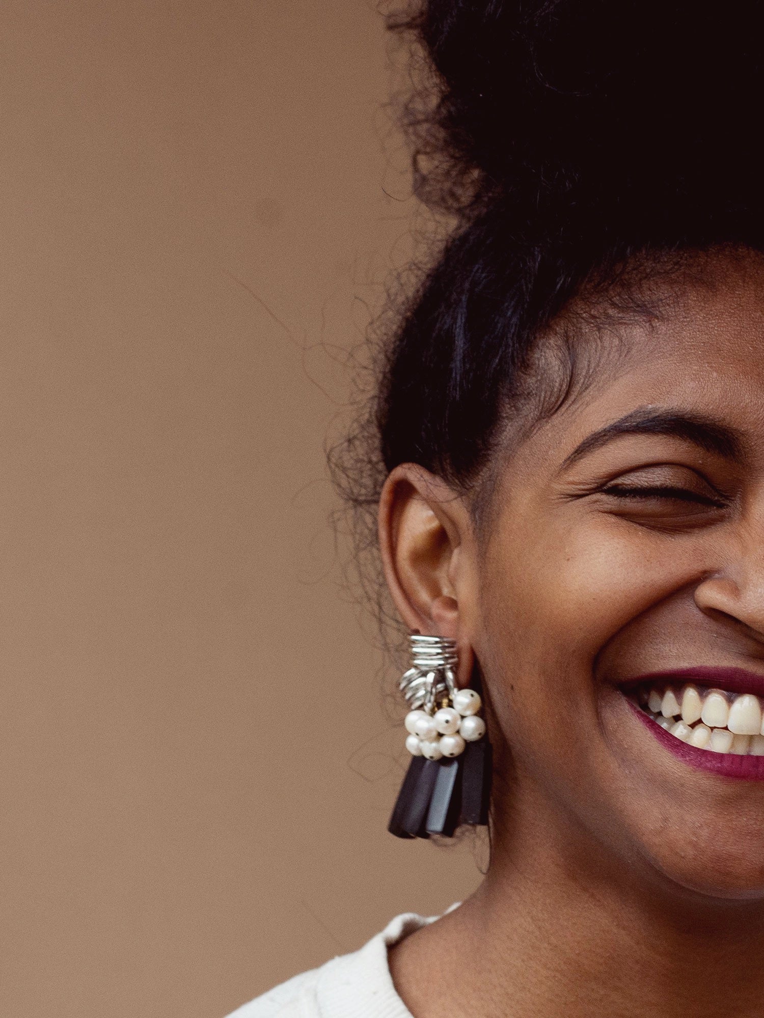 Marcella Rhodium Freshwater Pearl and Horn Earrings Michelle Ross