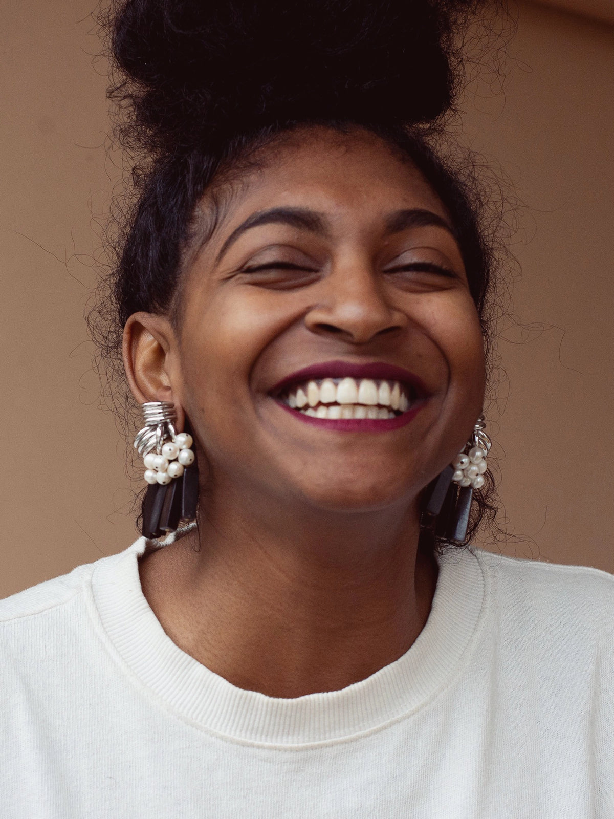 Marcella Rhodium Freshwater Pearl and Horn Earrings Michelle Ross