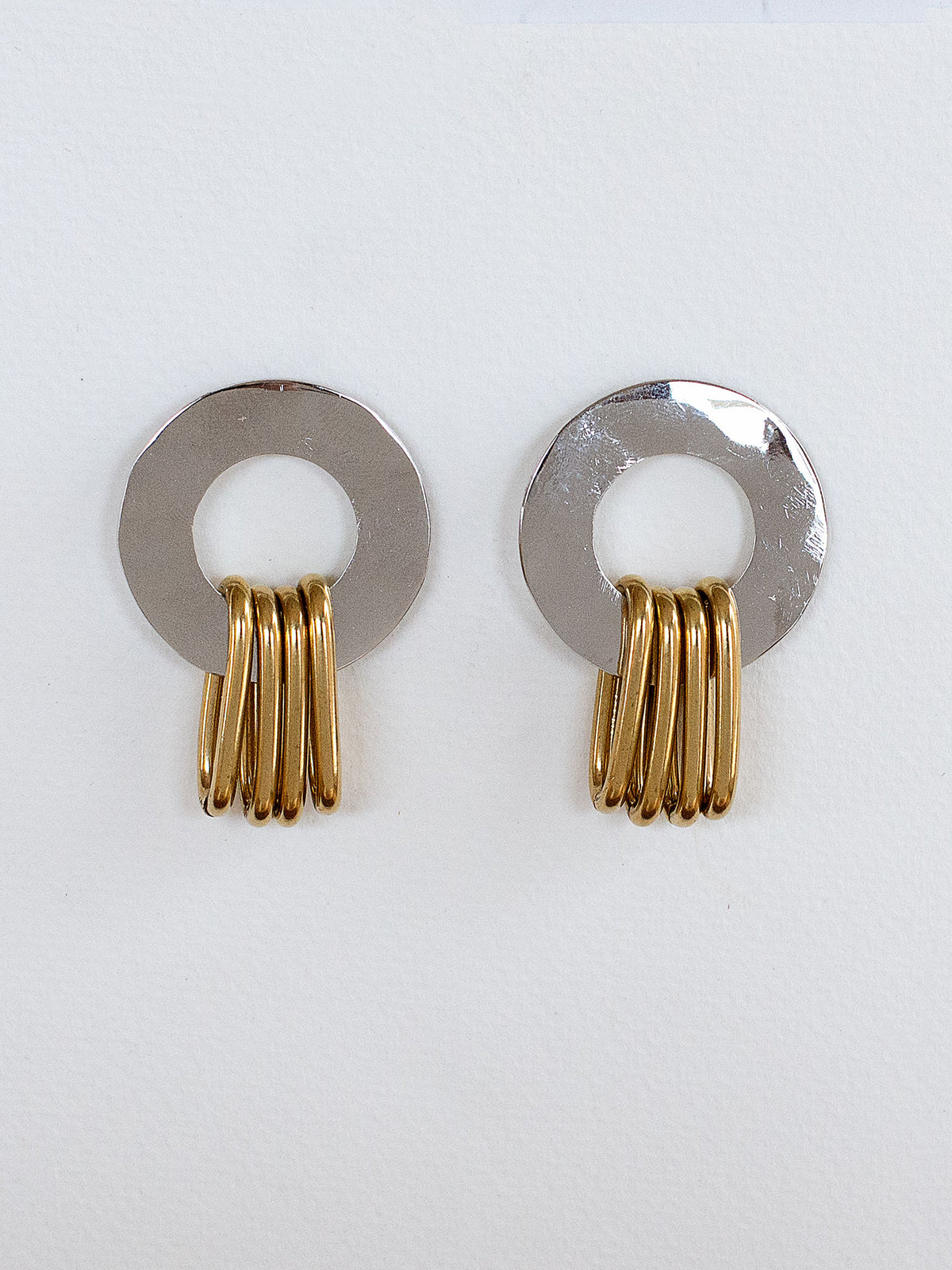 Benni Sterling Silver and Brass Two Tone Statement Earrings Michelle Ross