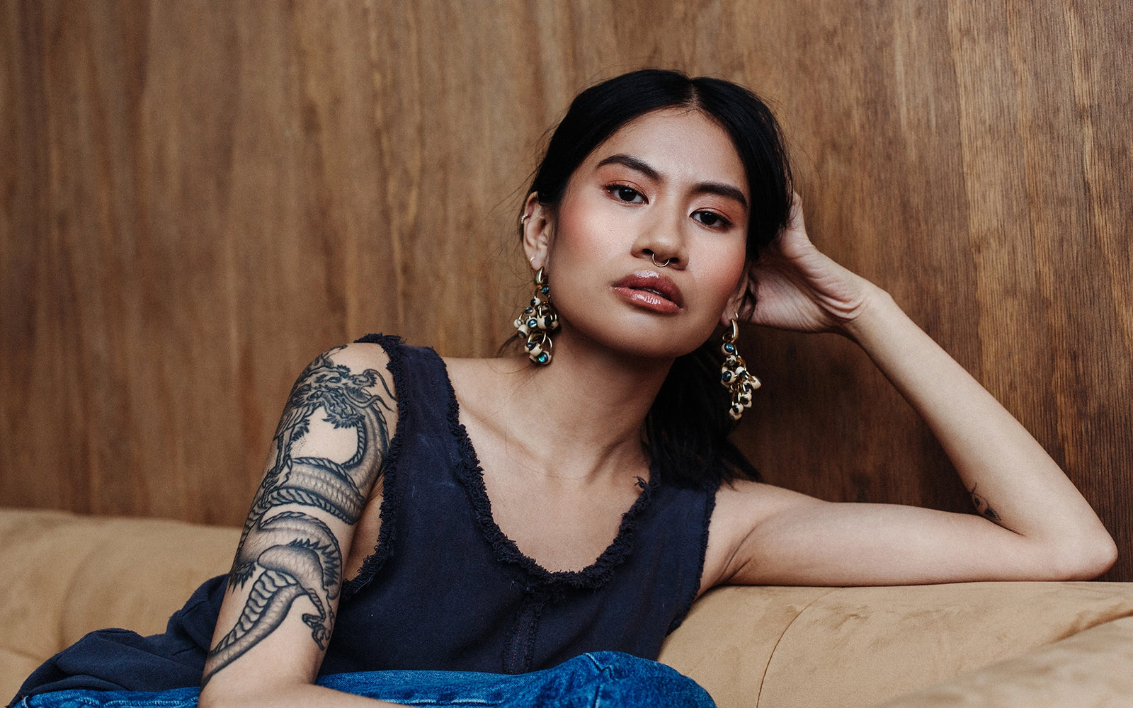 Michelle Ross Maelo Collection Abel Beaded Dangly Earrings