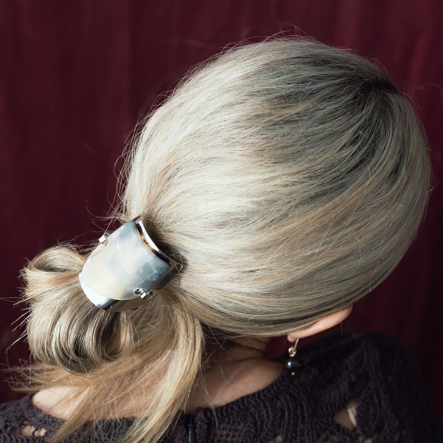 Adela Horn and Sterling Silver Statement Hair Tie with Silk Scrunchie by Michelle Ross