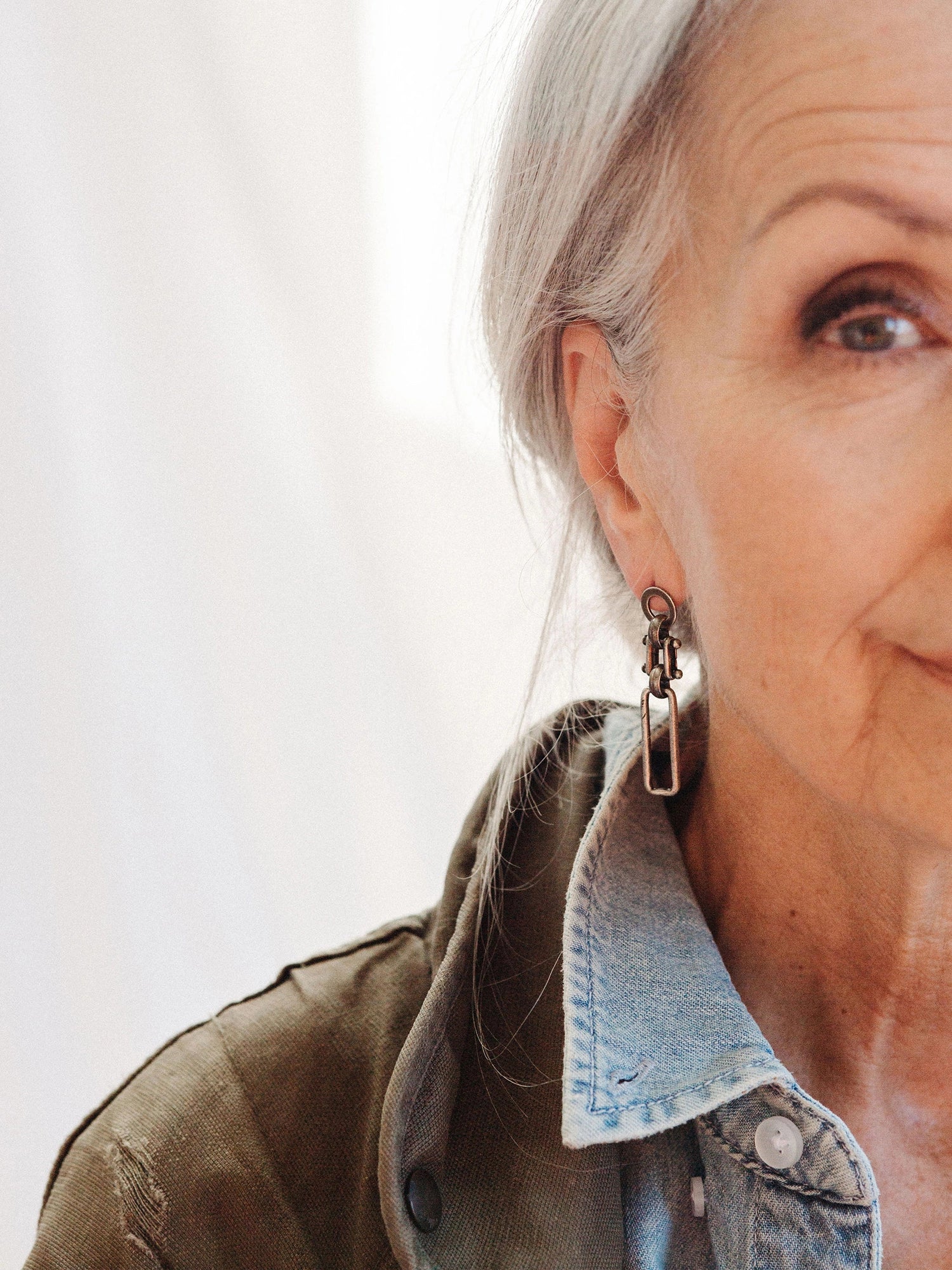 Ali Antique Silver Minimalist Everyday Chain Earrings Michelle Ross