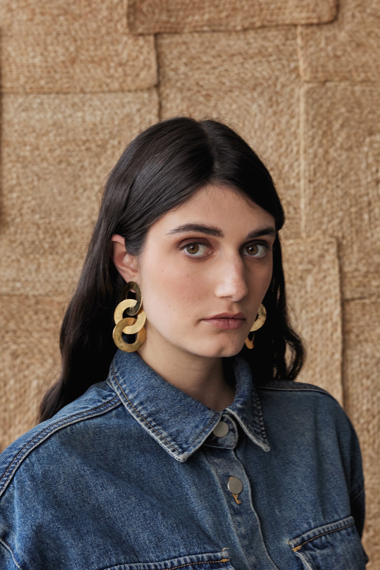 Michelle Ross Babette Brass Layered Hoop Earrings