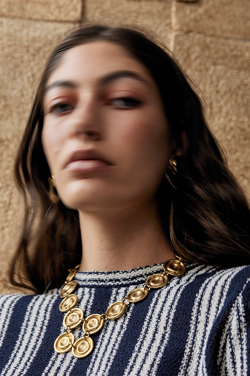 Michelle Ross Roan Collection Ciel Brass Coin Necklace