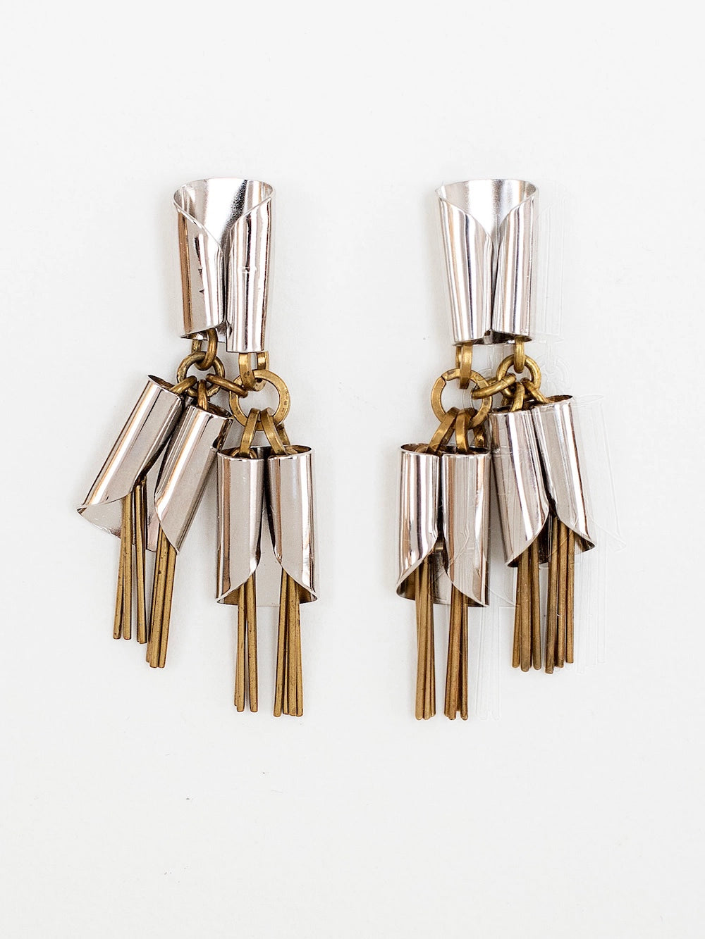 Michelle Ross Dehlia Rhodium and Brass Earrings