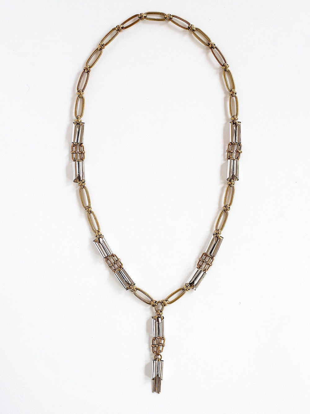 Michelle Ross Donelle Brass and Rhodium Chain Necklace