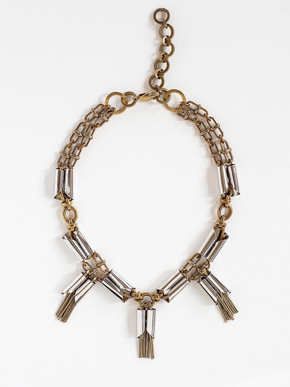 Michelle Ross Dreya Rhodium and Brass Chain Necklace