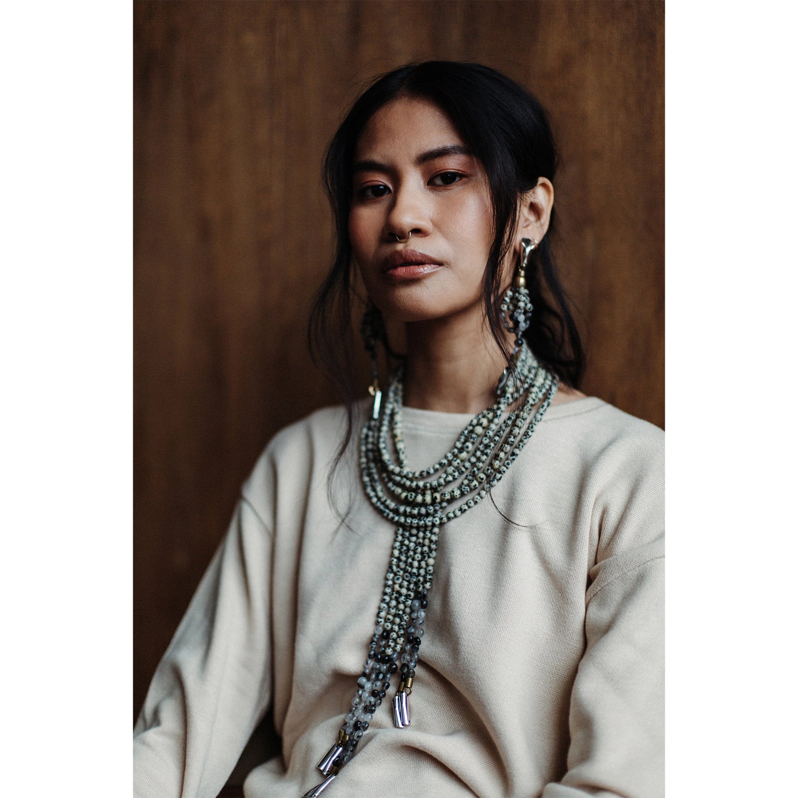 Michelle Ross Maelo Collection Isla Pebble Necklace and Earrings