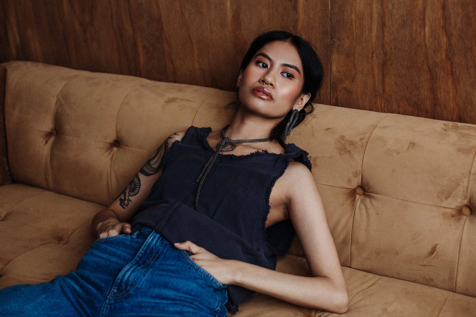 Michelle Ross Maelo Collection Lenora Antique Silver Necklace and Earrings