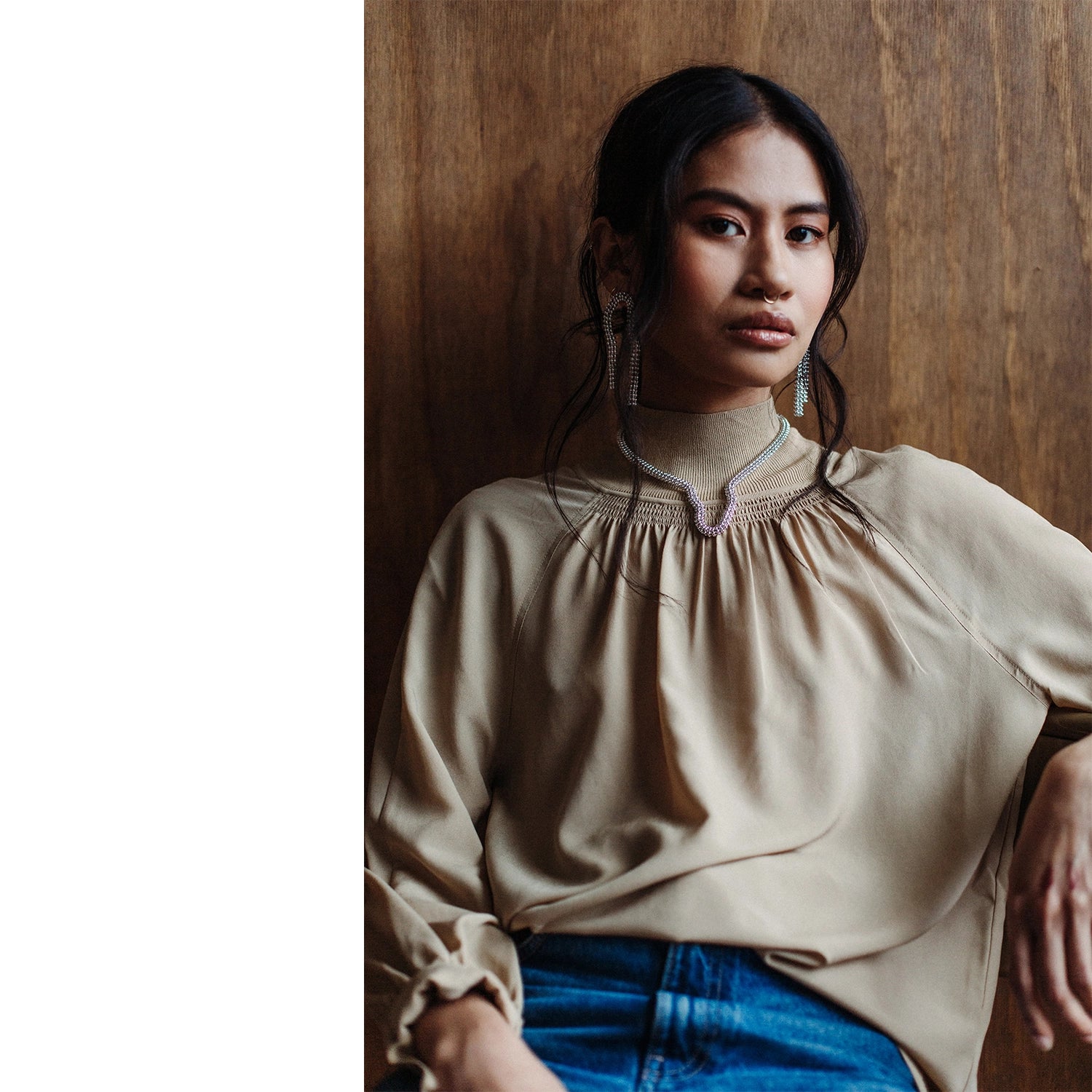 Michelle Ross Maelo Collection Silver Necklace and Silver Earrings