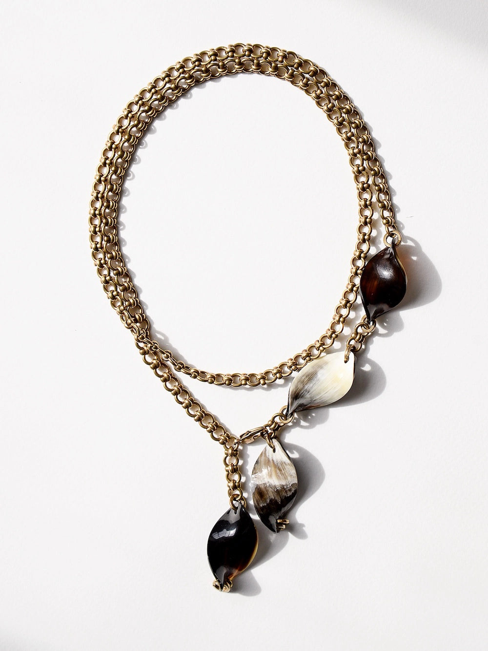 Michelle Ross Brass and Horn Mele Flint Necklace