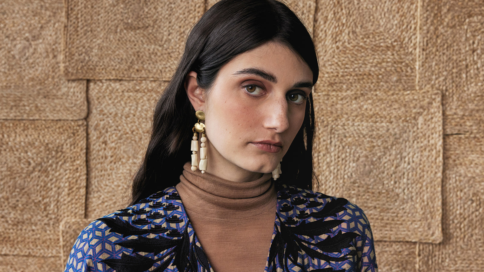 Michelle Ross Roan Collection Brass Riverstone and Coral Earrings