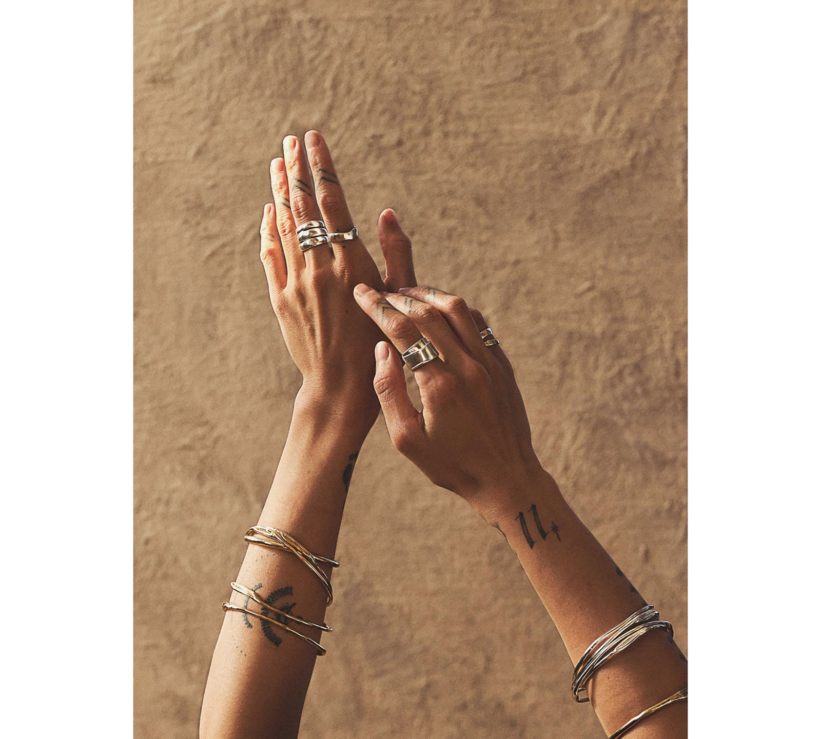 Michelle Ross Lagom Collection Rune Silver Rings and Trin Silver Bracelets