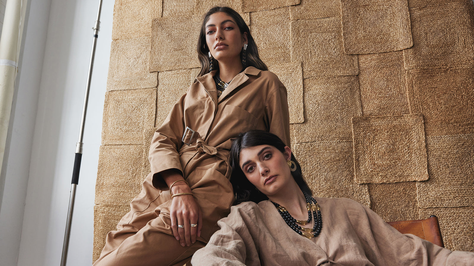 Michelle Ross Sandia and Sofra Blue Tigers Eye Lemon Quartz and Brass Necklace 