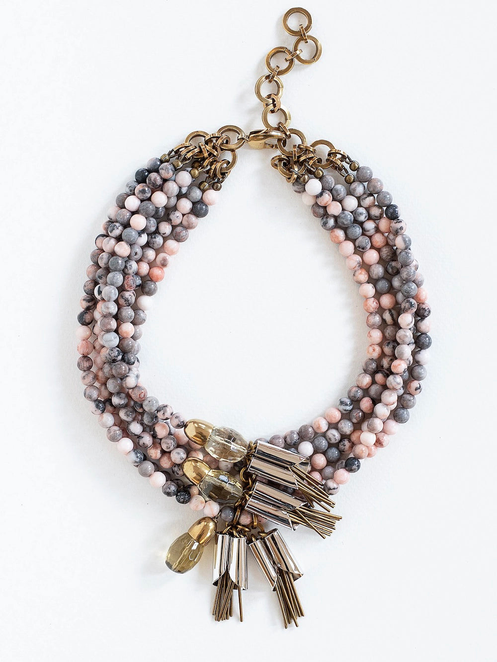 Michelle Ross Sofra Pink Zebra Jasper Necklace