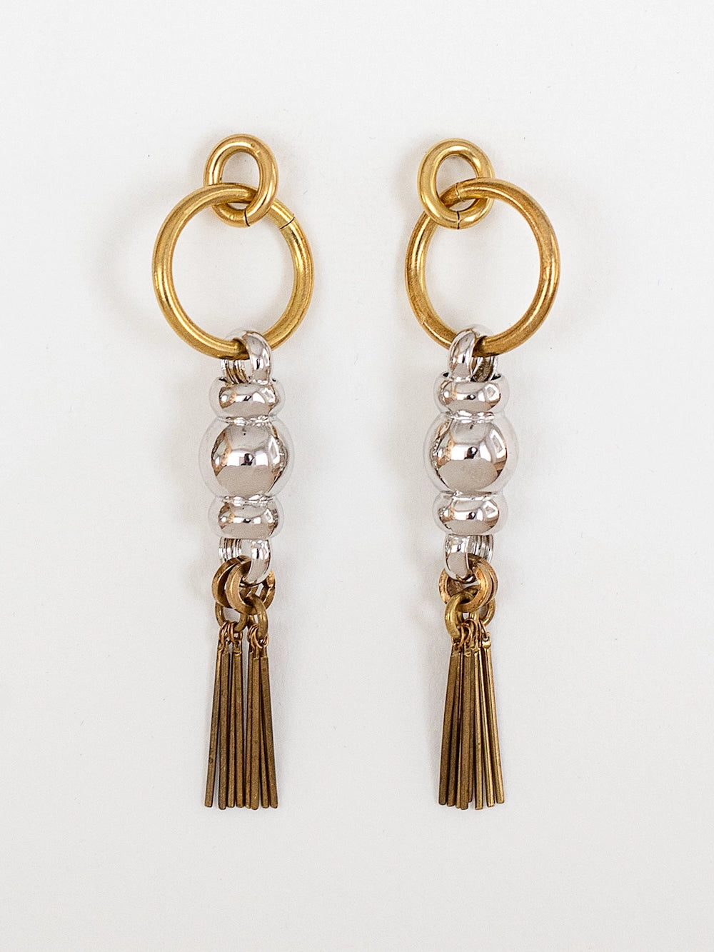 Michelle Ross Zoe Brass and Rhodium Earrings