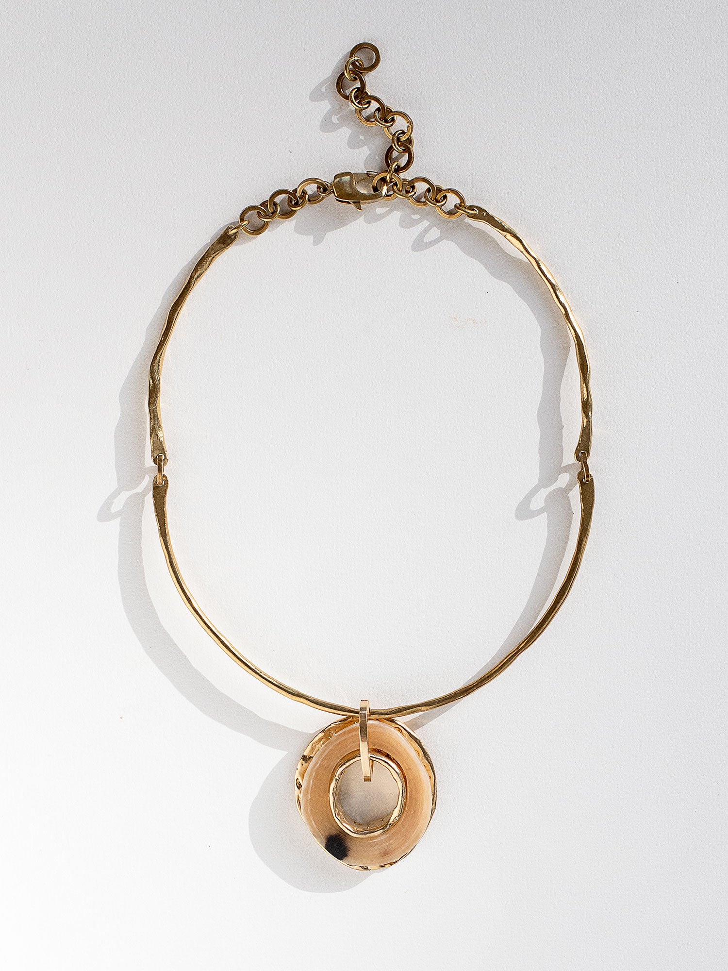 Mila Solid Brass Collar and Horn Pendant Necklace by Michelle Ross