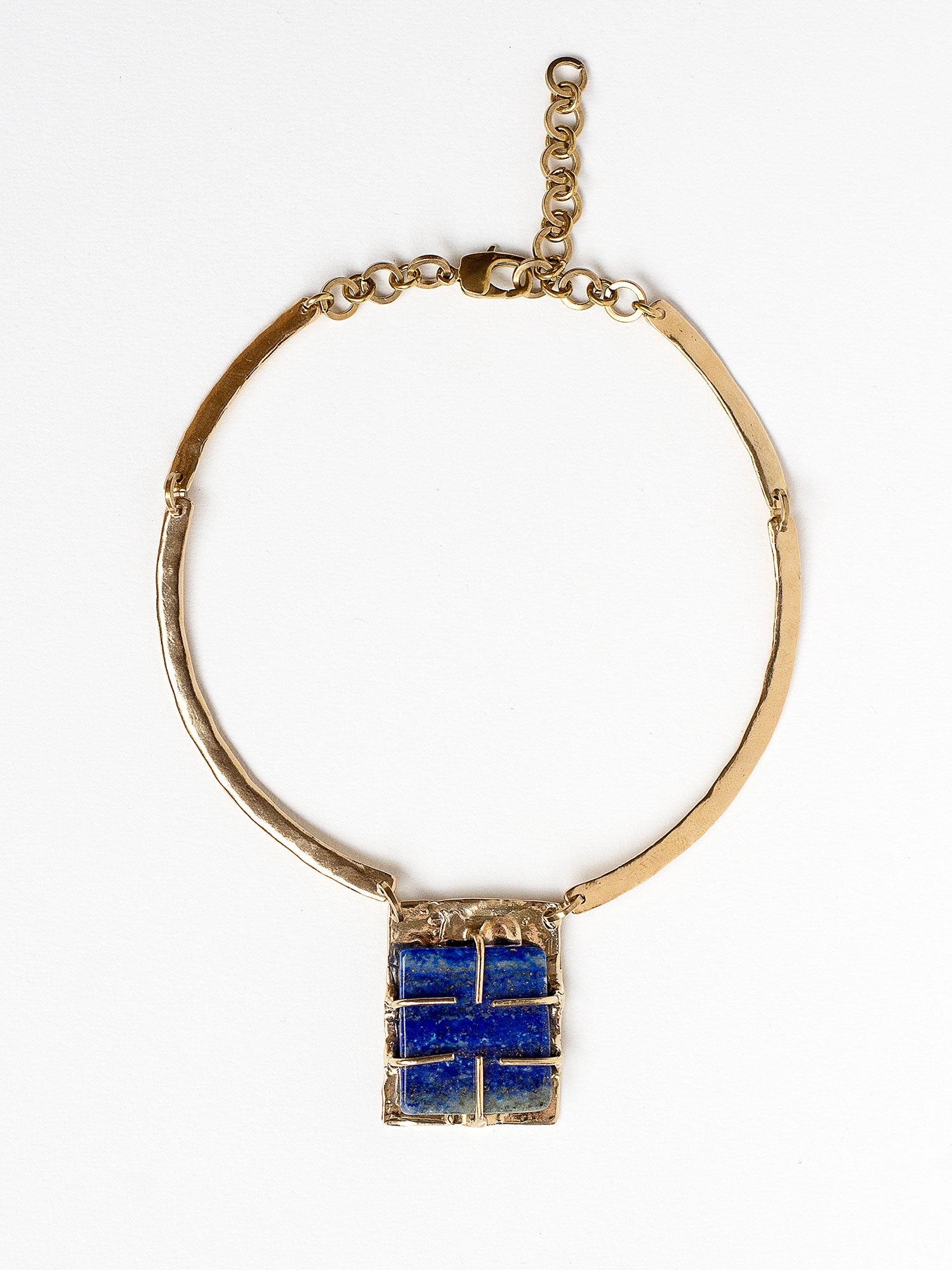 Muir Brass Collar and Lapis Pendant Necklace Michelle Ross