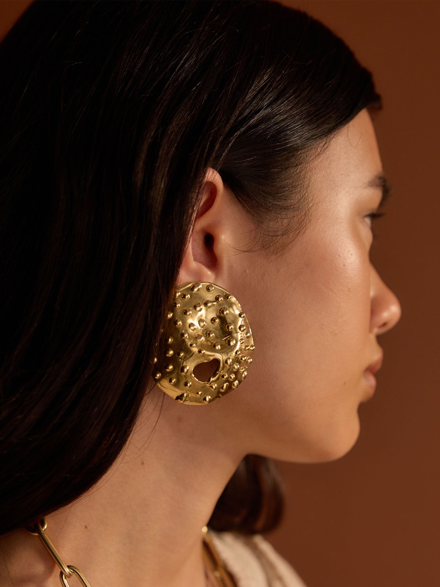 Naia Artistic Brass Statement Earrings by Michelle Ross