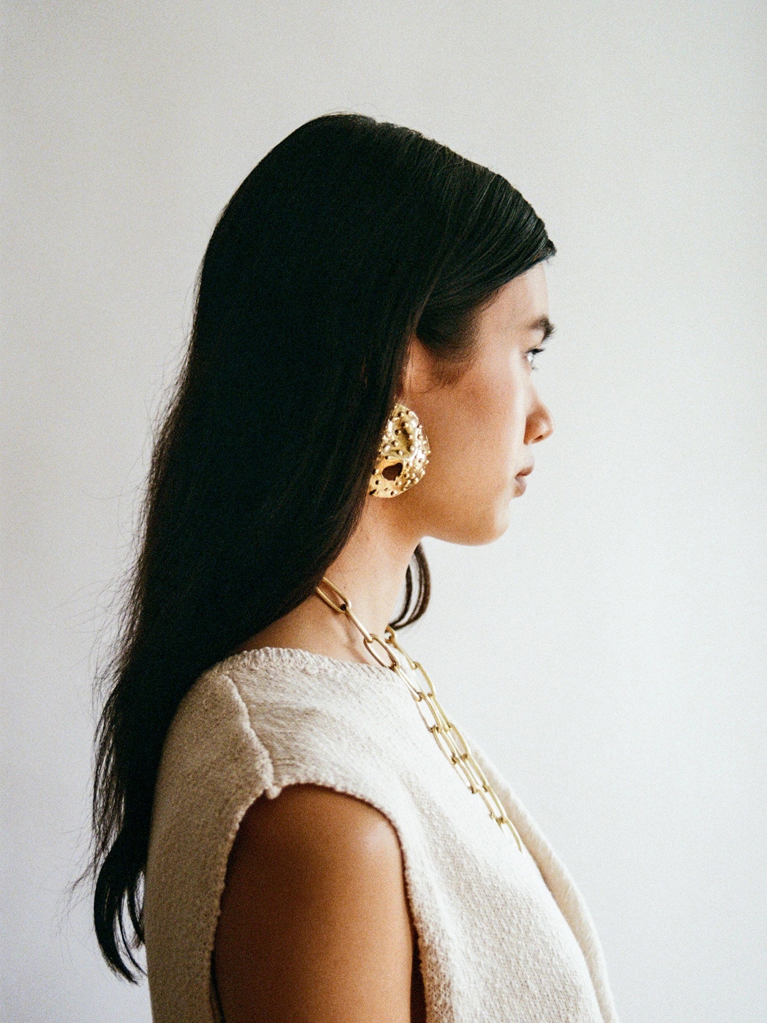 Naia Artistic Brass Statement Earrings by Michelle Ross