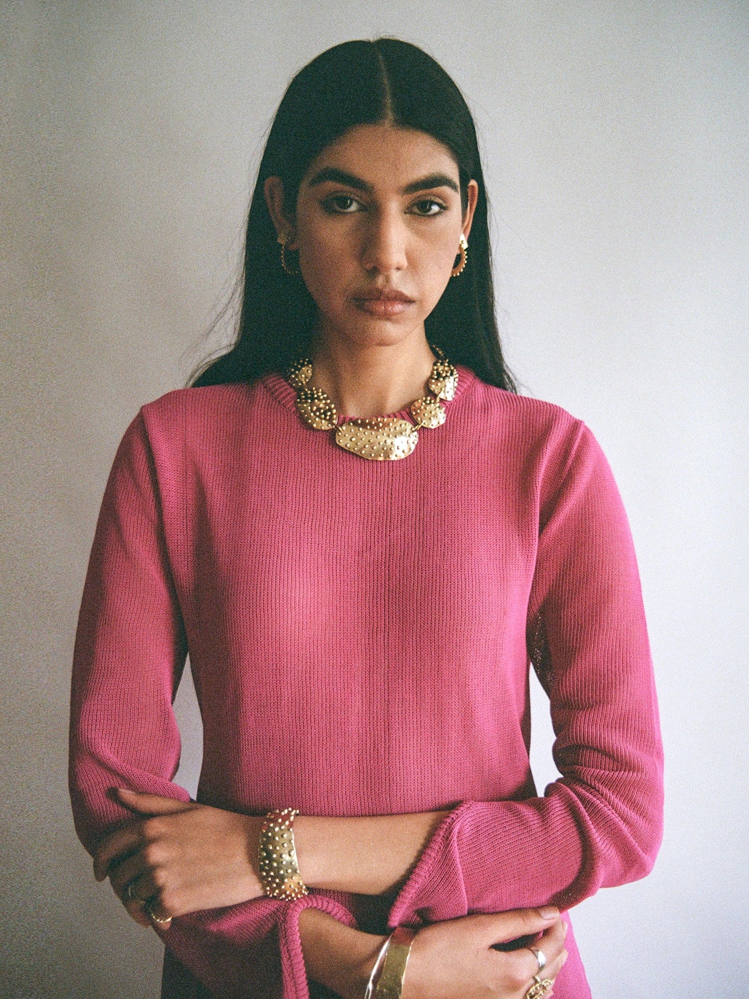 Novalee handmade brass statement necklace by Michelle Ross Toronto