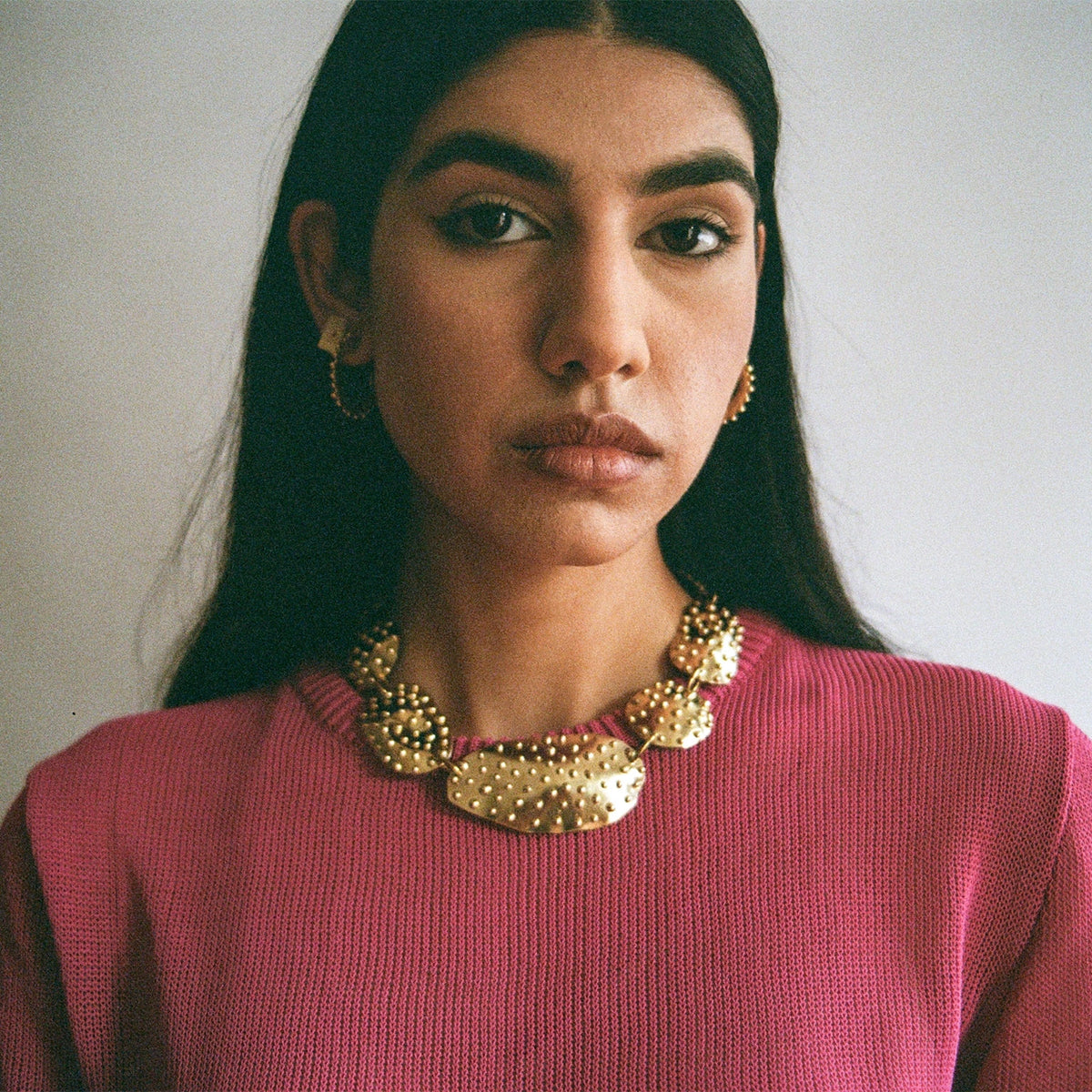 Novalee handmade brass statement necklace by Michelle Ross Toronto