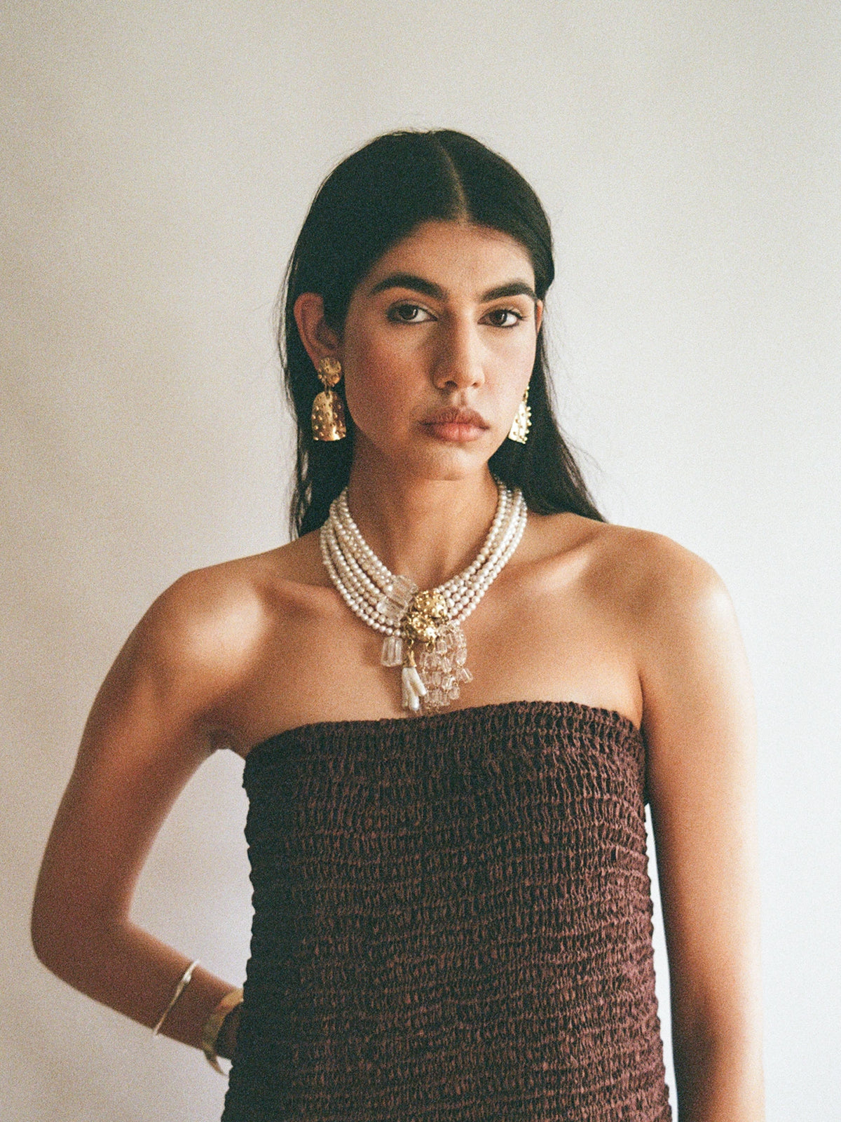 Neko Handmade Medium Brass Statement Earrings by Michelle Ross