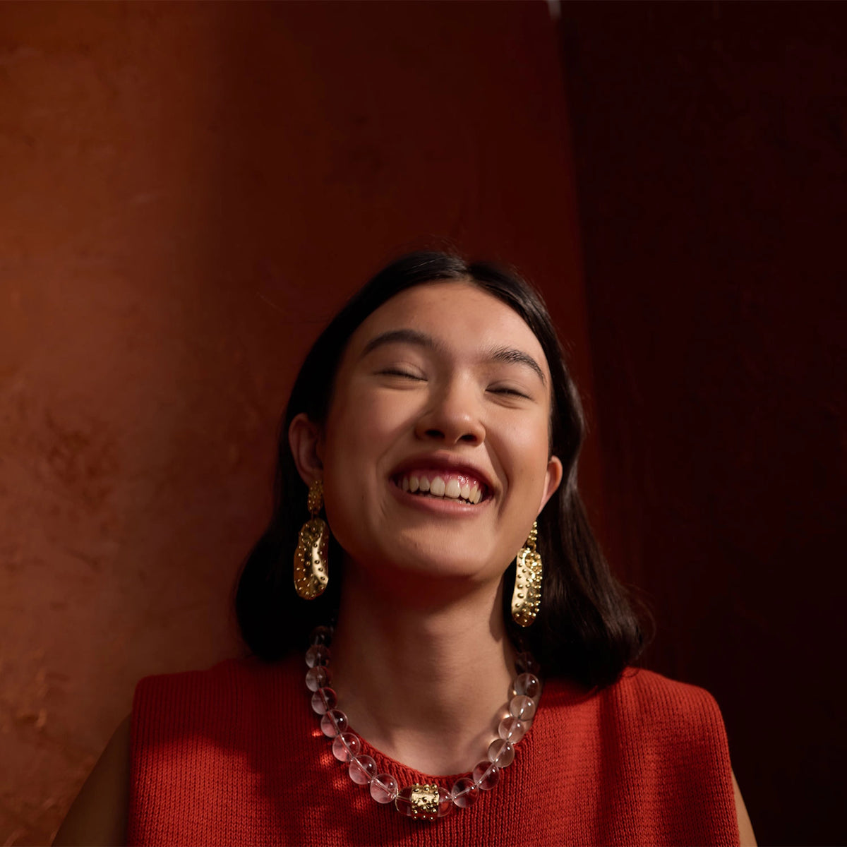 Nisa Handmade Medium Brass Statement Earrings by Michelle Ross