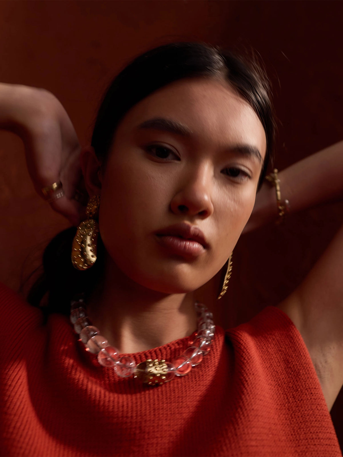 Nisa Handmade Medium Brass Statement Earrings by Michelle Ross