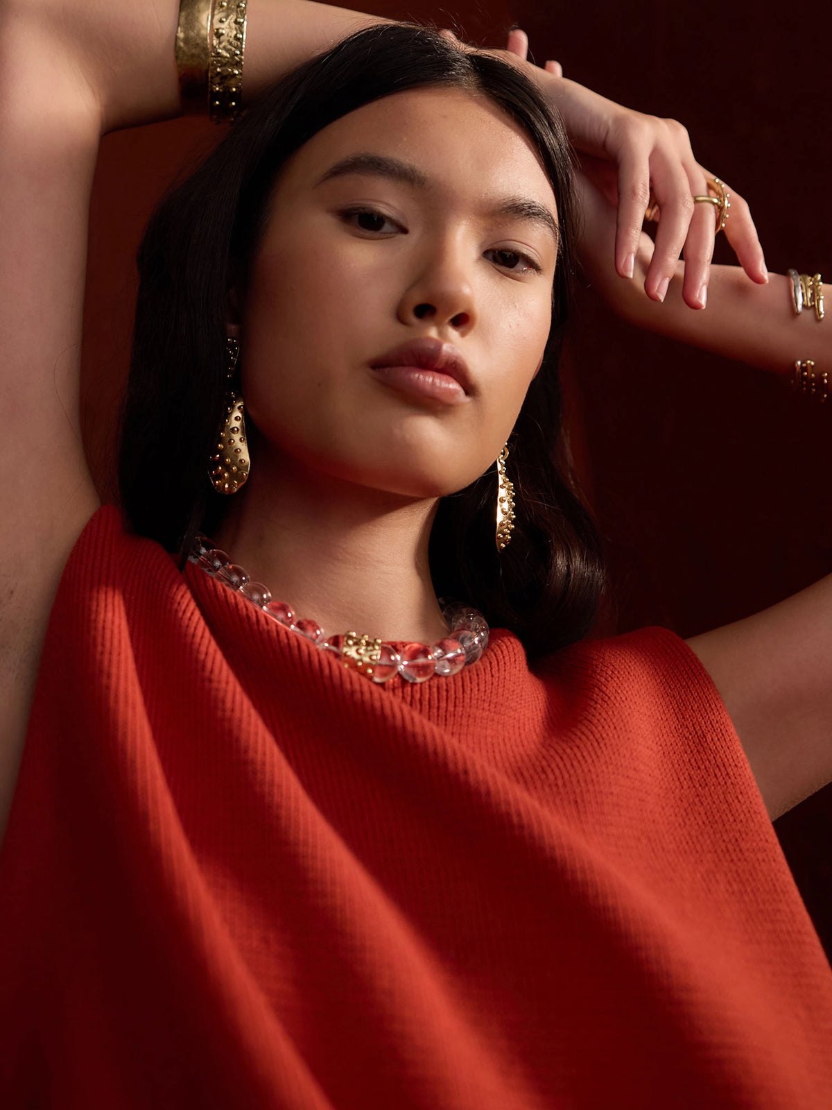 Nisa Handmade Medium Brass Statement Earrings by Michelle Ross