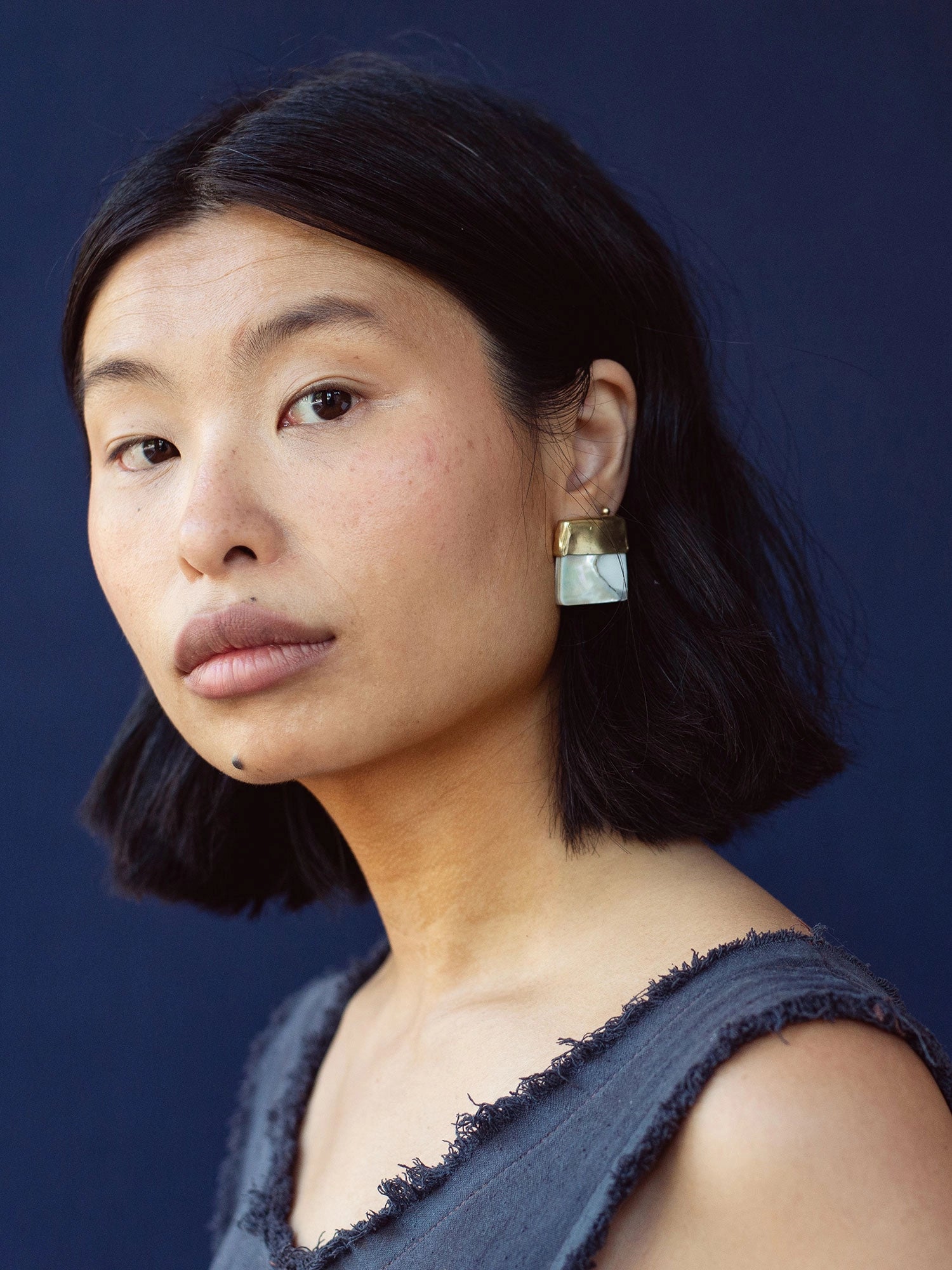 Michelle Ross Mauray Collection Noor Mother of Pearl and Brass Earrings