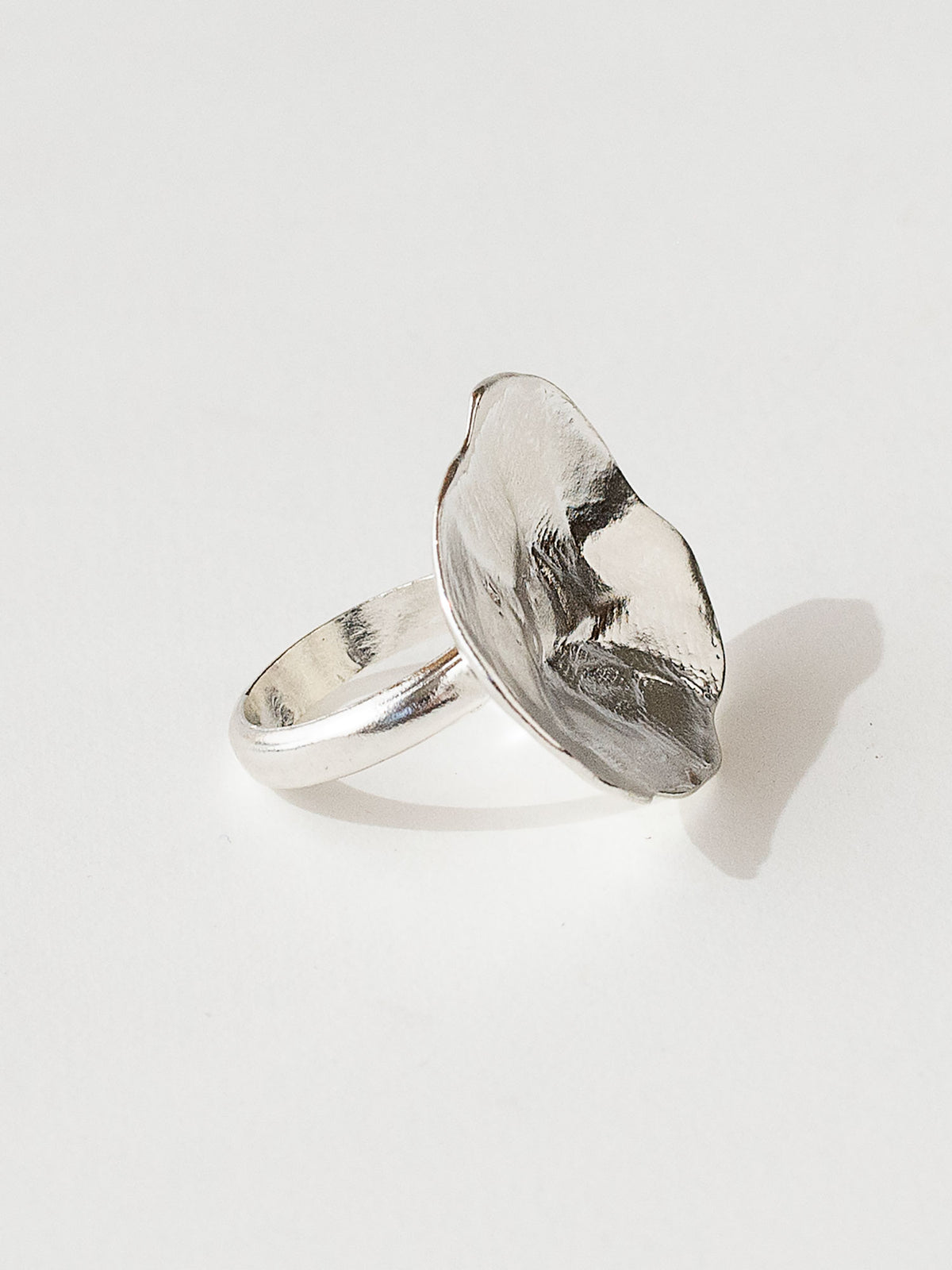 A sculptural statement ring in solid silver handmade by Michelle Ross in Toronto, Canada